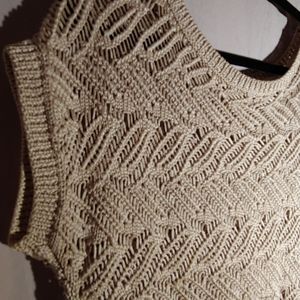 WHBM Knitted Short-sleeve Sweater off-white